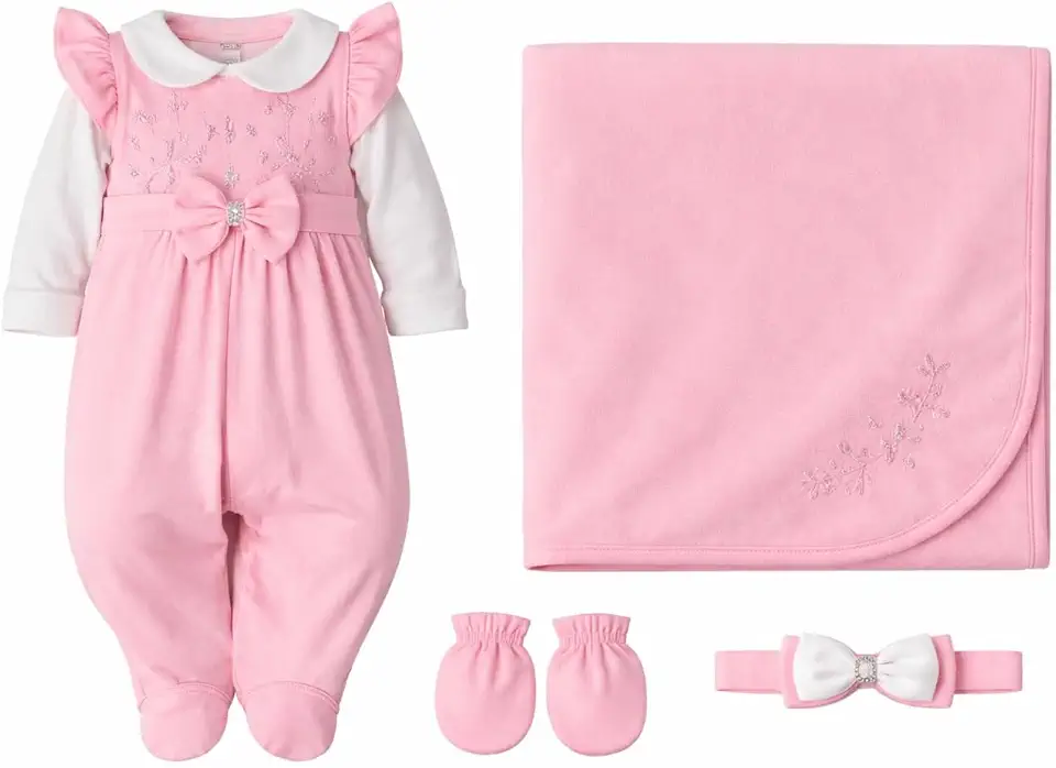Saída Maternidade Menina Aurora 04 peças Rosa