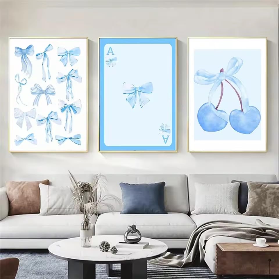 Affiches aquarelle nœuds roses pour personnaliser un mur de chambre blanc