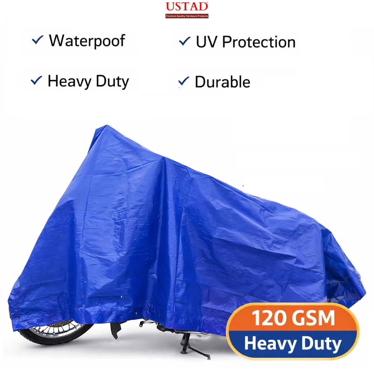 USTAD Waterproof Tarpaulin Sheet 9 x 6 Ft | 120 GSM Blue UV Resistant Tirpal/Tadpatri | Heavy Duty, Tear-Proof, Reusable Cover with Eyelets for Roof, Outdoor, Camping & Vehicle Use — Amazon image 6