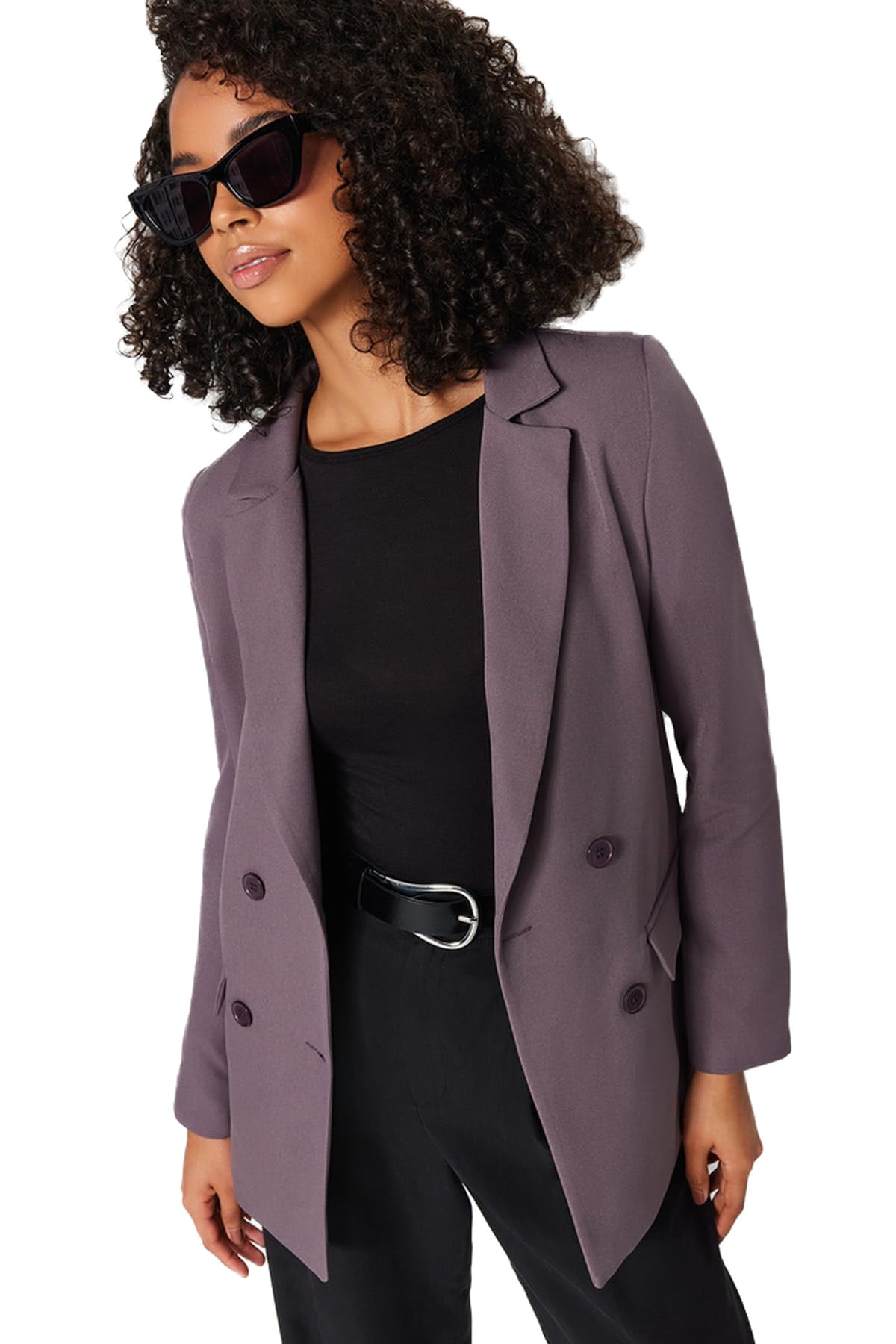 TRENDYOL Women's Damen Gerade Lange Ärmel Regulär Blazerjacke Blazer, Dark Grey, 8