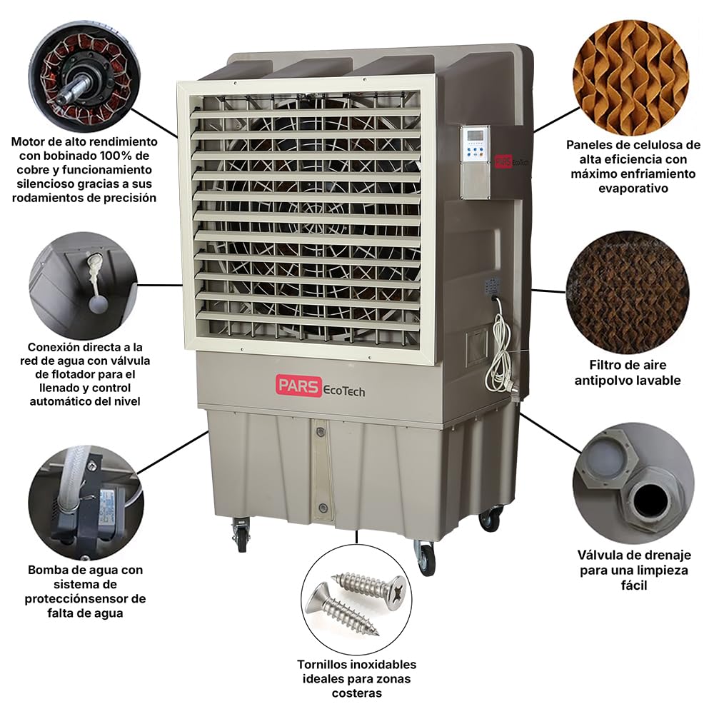 Climatizador evaporativo PARS EcoTech ECO-22000 con caudal de 22.000m3/h REALES + lámpara UV