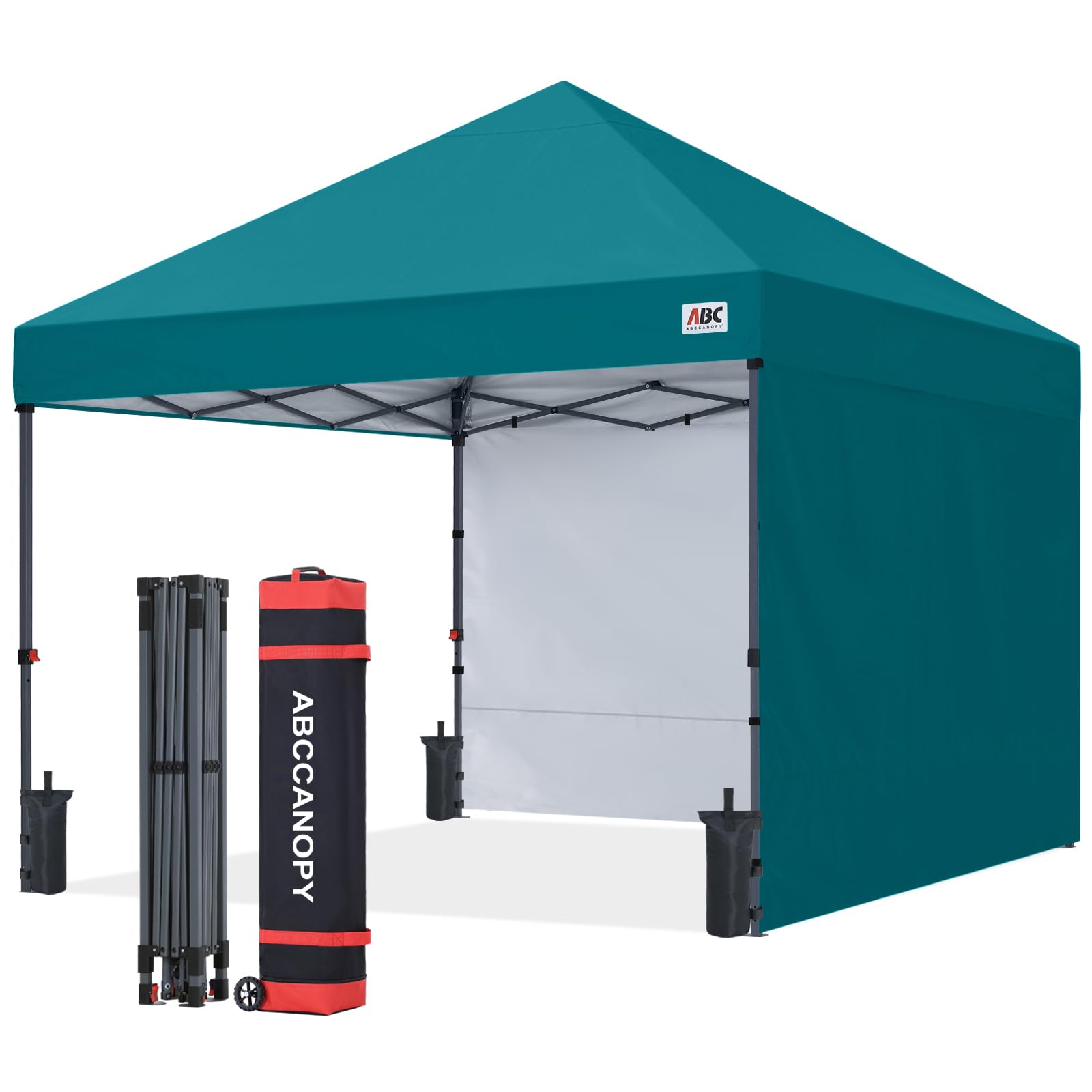 abccanopy easy pop up canopy tent with 2 sidewalls for outdoor sun blocking or rain protection,10x10, turquoise
