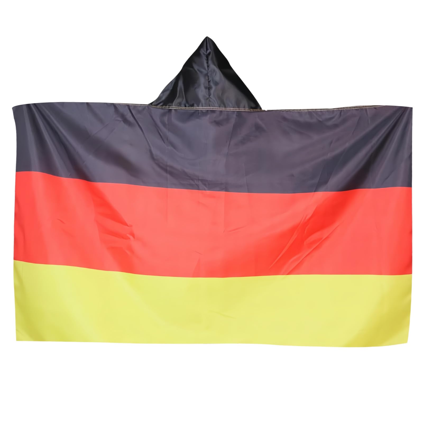 Germany Flag Wearable Hooded Cape with German National Flag Stripes Design Adult Sized German Flag Cape for Football Matches Sports Events Celebrations Oktoberfest and Fancy Dress Costume Parties