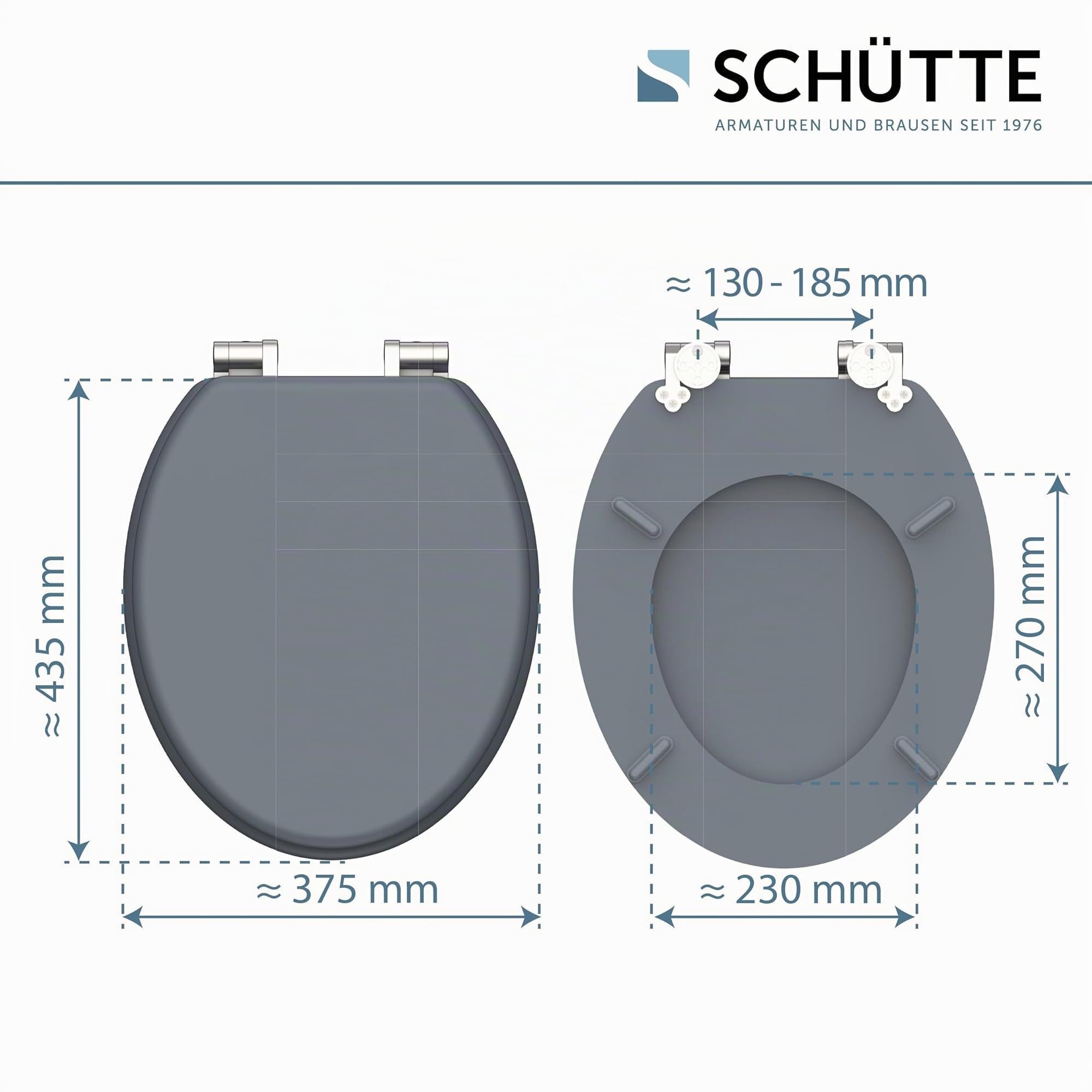 SCHÜTTE Spirit Grey Asiento de inodoro con tapa y descenso automático de núcleo de madera (carga máxima de 150 kg), gris