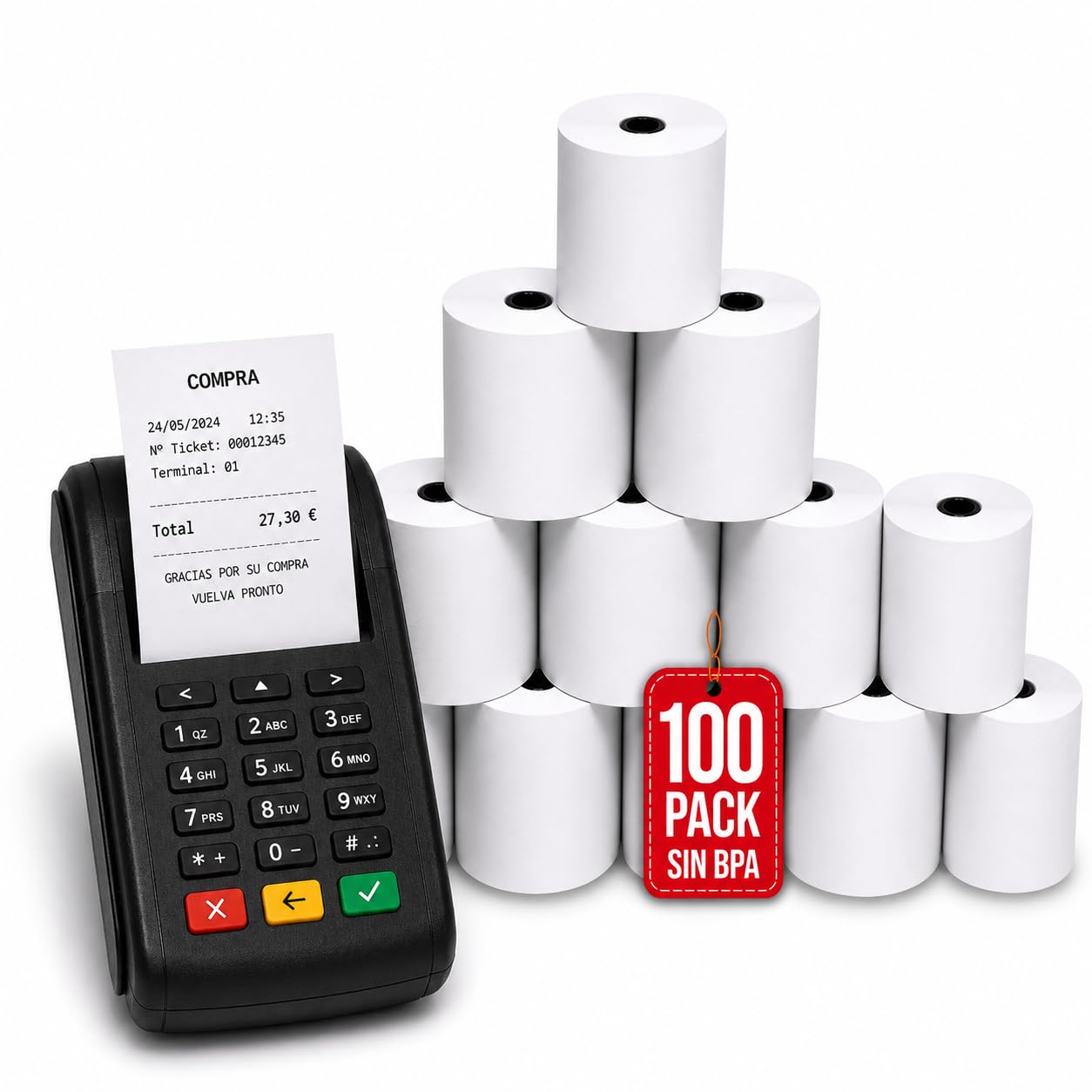 COM-FORT HOUSE Papier thermique 57 × 35 mm 50 g/m² sans BPA Pack 100