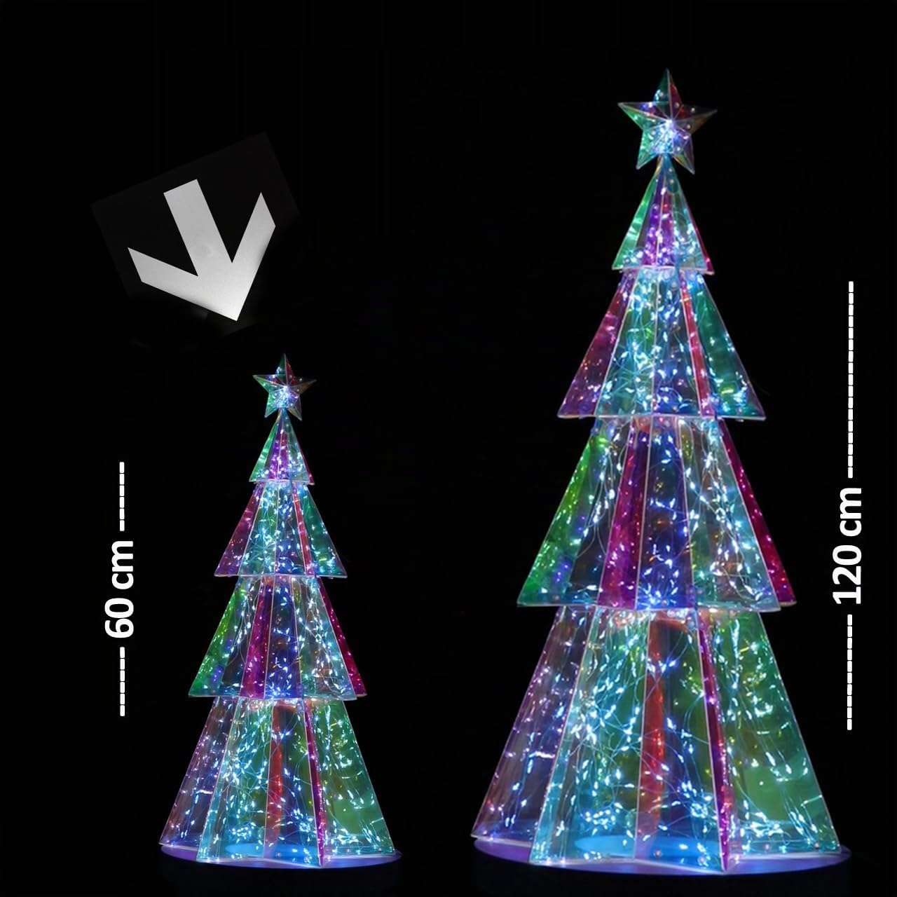 Sapin de Noël Lumineux LED Hologram Hexagonal 60 cm - Arbre Éclairé Moderne pour Décoration Intérieure et Ext - BSDC150-60CM