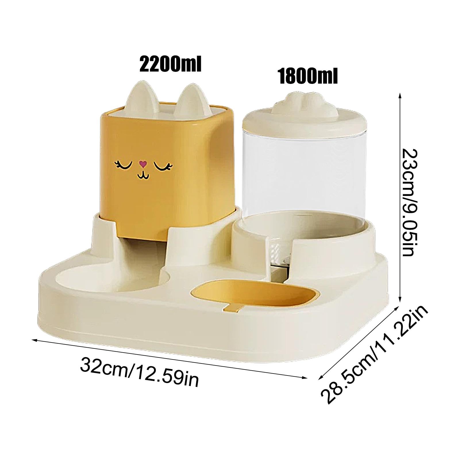 Comedero automático para Mascotas Juego de comedero y Bebedero for Gatos, comedero y Bebedero for Mascotas, Cuencos Dobles con Bebedero automático.(Yellow)