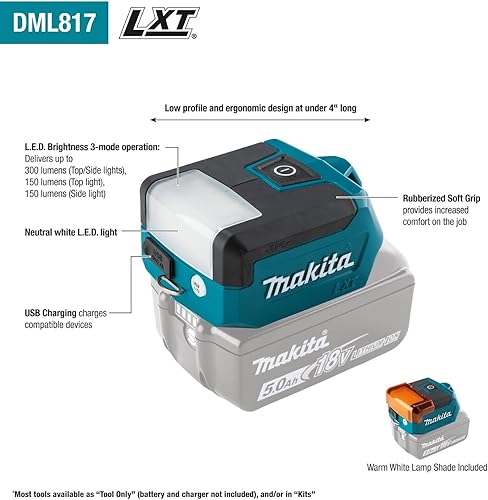 Miniatura 2 de Makita Linterna L.E.D compacta LXT DML817 de 18V, solo linterna