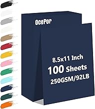 OcePor 100 Sheets Navy Blue Cardstock Paper, Colored Printer Paper 8.5 x 11, Thick Construction for Cards Making, Scrapbook,Office Printing, Invitations, Certificates,DIY Crafting 92 lb/250gsm