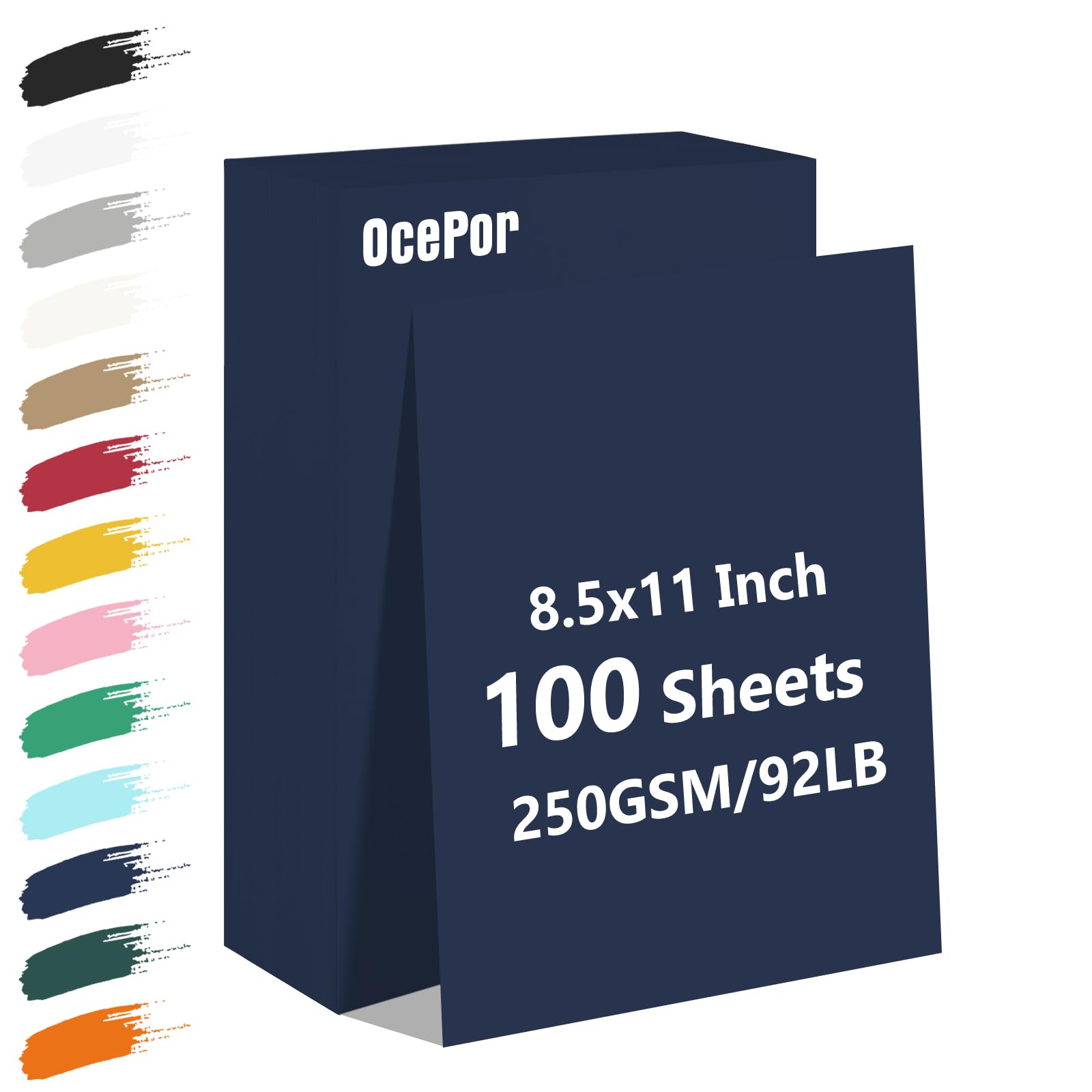 OcePor 100 Sheets Navy Blue Cardstock Paper, Colored Printer Paper 8.5 x 11, Thick Construction for Cards Making, Scrapbook，Office Printing,