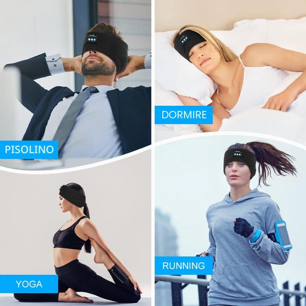 Flintronic Cuffie Bluetooth V5.0 per Dormire, Sport, Viaggi, Fascia Sportiva, Nero