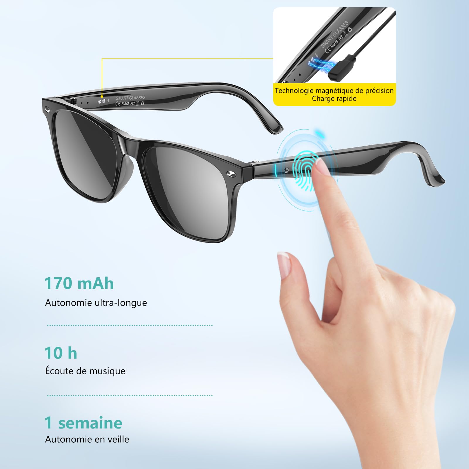 Lunettes Intelligentes AI Avec Traduction 164 Langues - Bluetooth, UV400, ChatGPT, Appels, Musique - 6