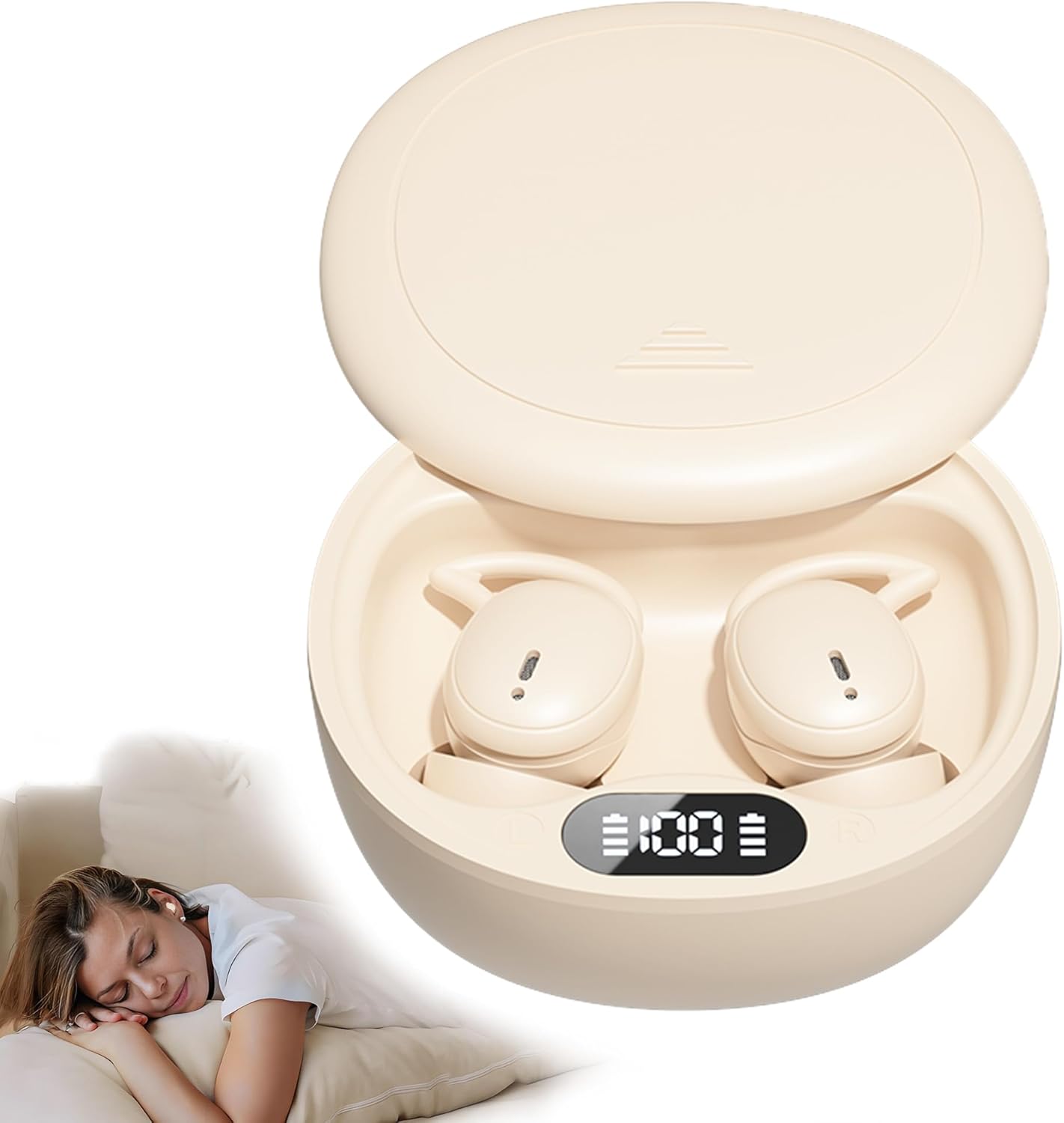 Sleep Headphones Bluetooth 5.4, 60Hrs Hi-Res Audio Wireless Earbuds for Side Sleepers, 8H Single Use, Type-C Fast Charge, LED Display, Sliding Cover Case, Noise Cancelling