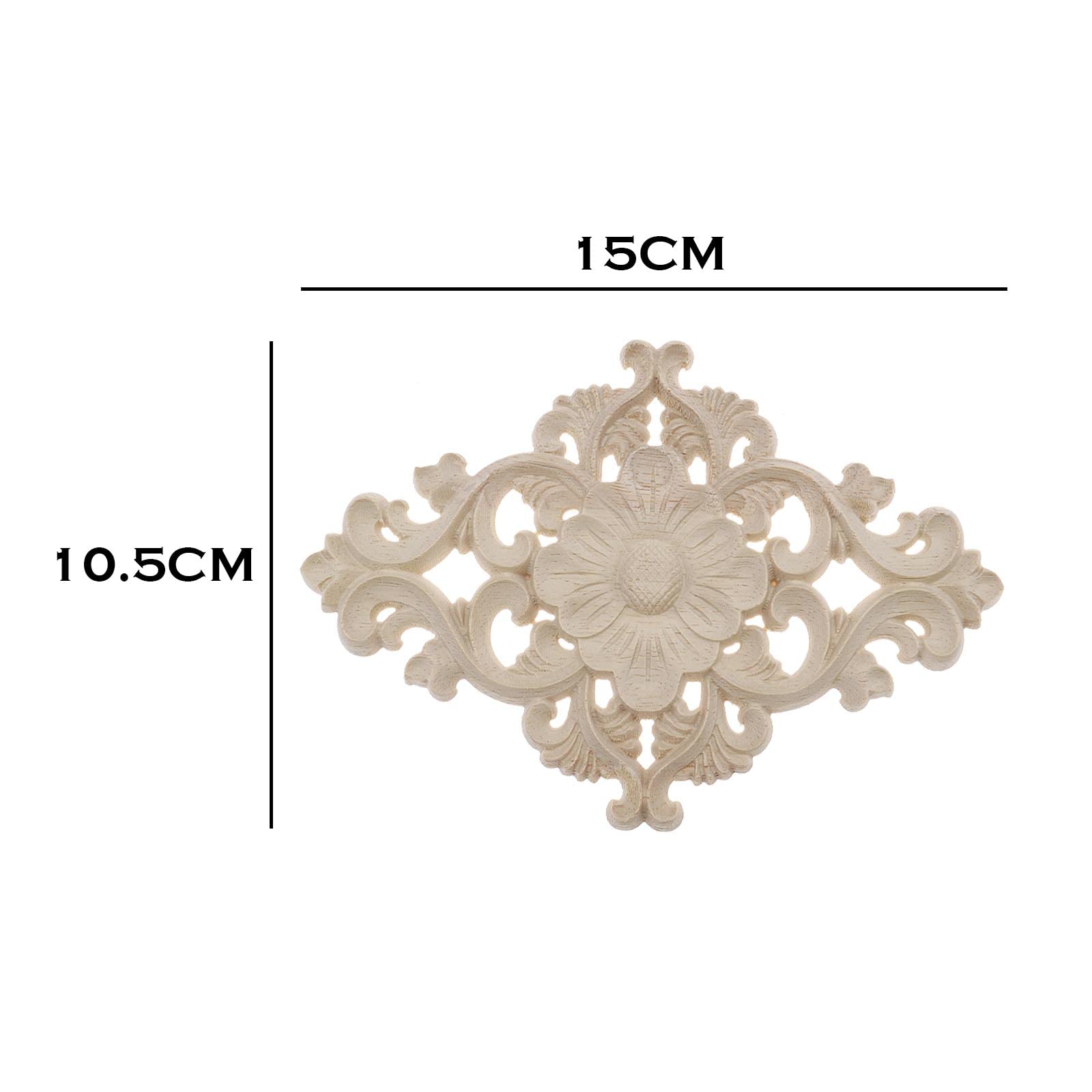 EMSea 4 Pezzi Applici In Legno Intagliato A Forma Di Fiore – Non Verniciati 15x10.5 Cm – Per Mobili, Pareti, Porte