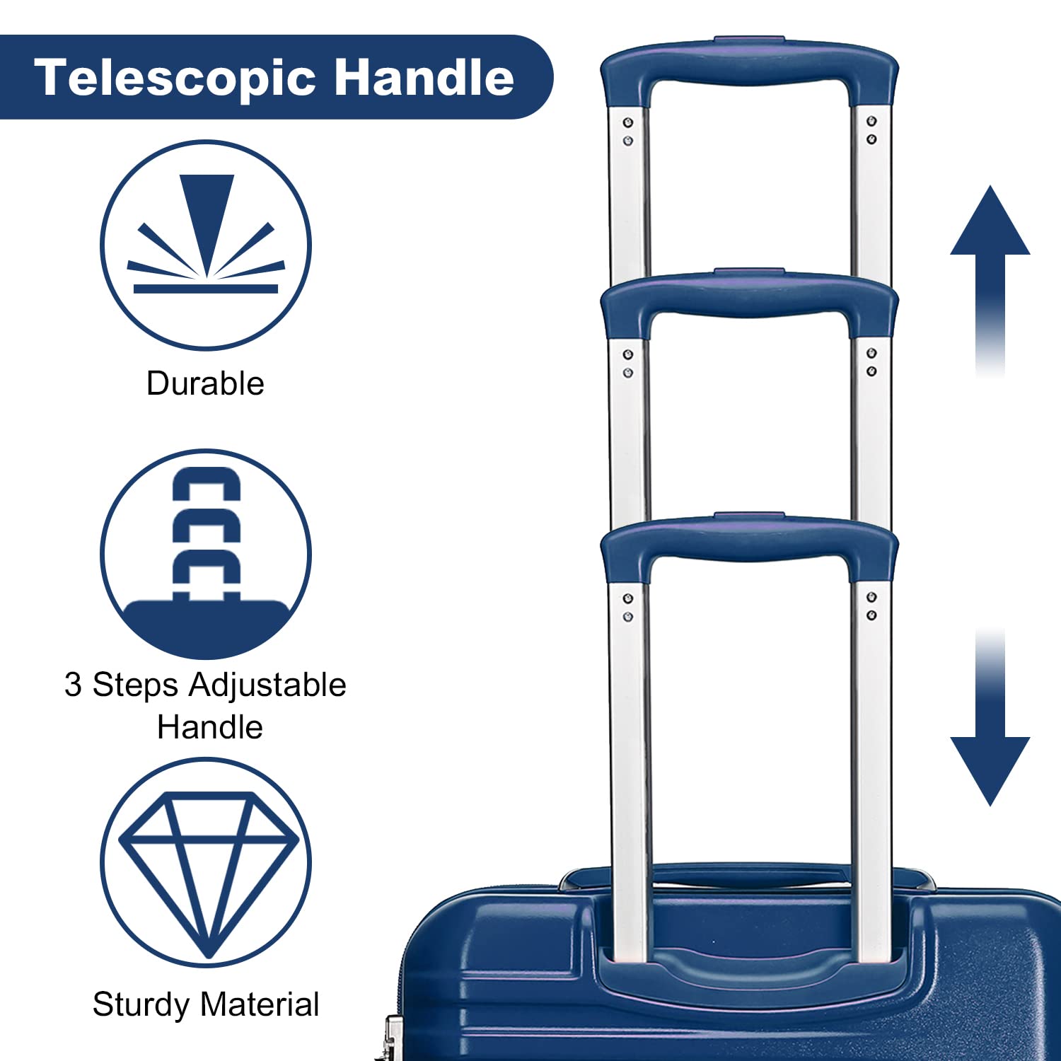 British Traveller Valigia Trolley Rigida Bagaglio a Mano da Viaggio ABS+PC Leggero con TSA Lucchetto (64cm,Blu)
