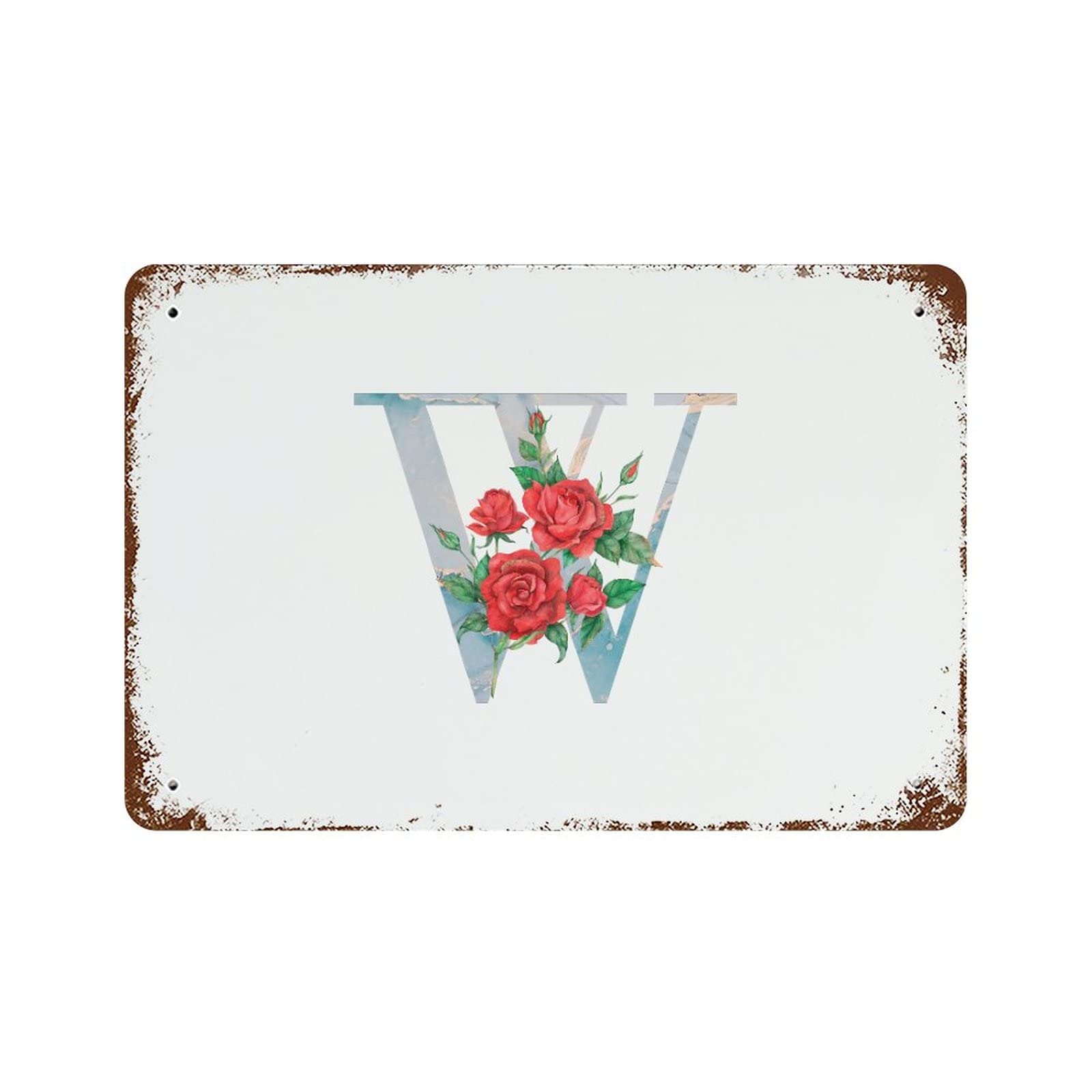 Affiche metal monogramme W rouge pour masquer un mur vide avec style