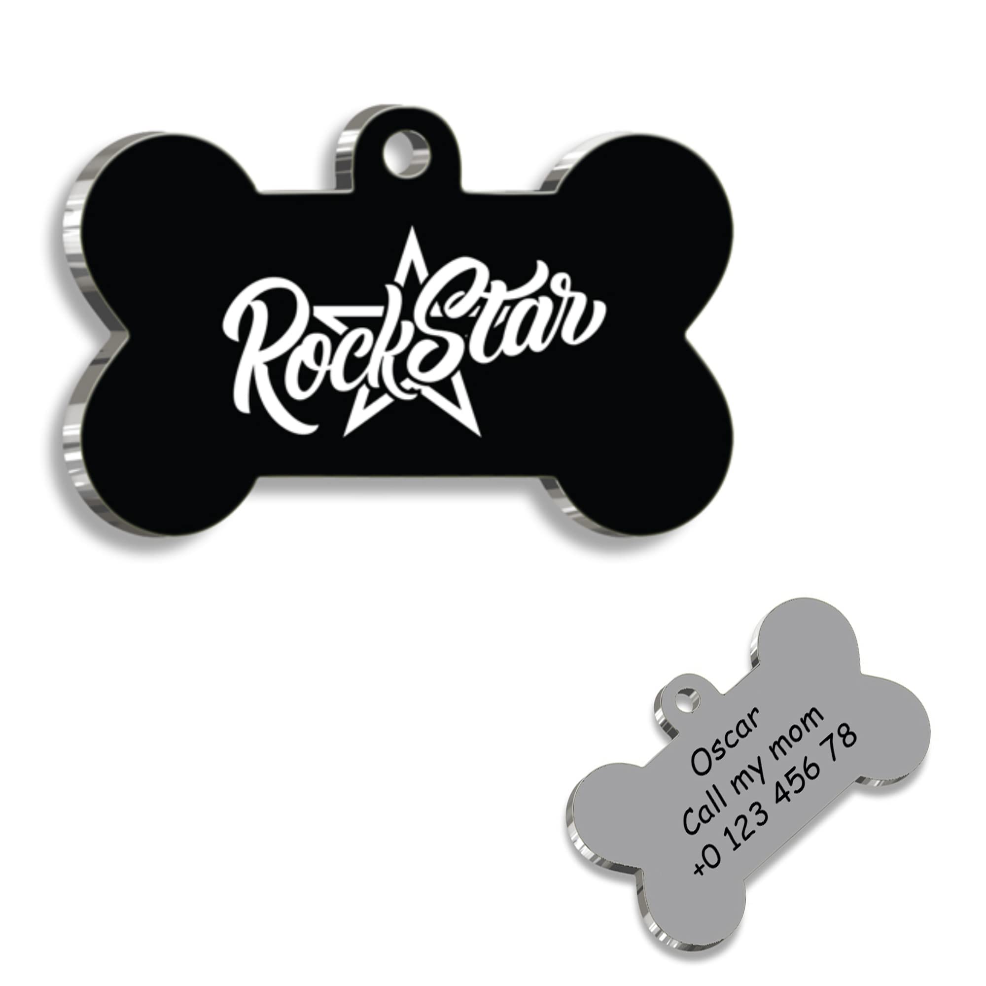 ROCKSTAR Personalized Dog Tag - Custom Name Tag - ID Tag for Dog & Cat - Customized Pet Tags - Dog & Cat Name id Tag - Dog Name Tag - Engraved Dog Tag