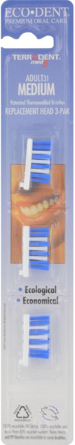 31 Toothbrush Head Refill Medium - 3 Refills - Case of 6 by Terradent