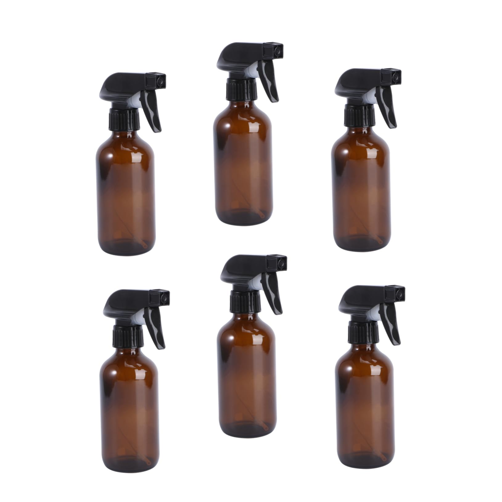 WOONEKY 6 Botellas de Spray Rellenables de Vidrio Marrón, 250ml, para Subenvasado de Líquidos en Salón de Peluquería