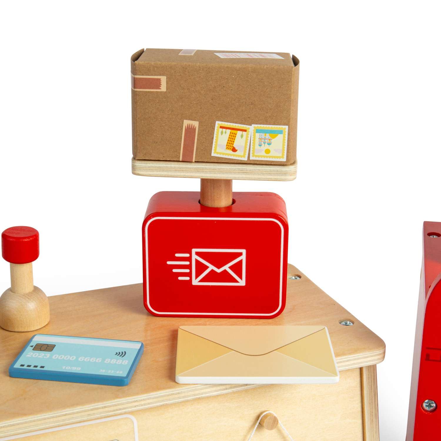 Bigjigs Toys Postamt-Spielset - 20-teiliges Holz-Postspielset, Rollenspielsets und Zubehör für Kleinkinder, Rollenspiel-Geschenke für Kinder ab 3 Jahren
