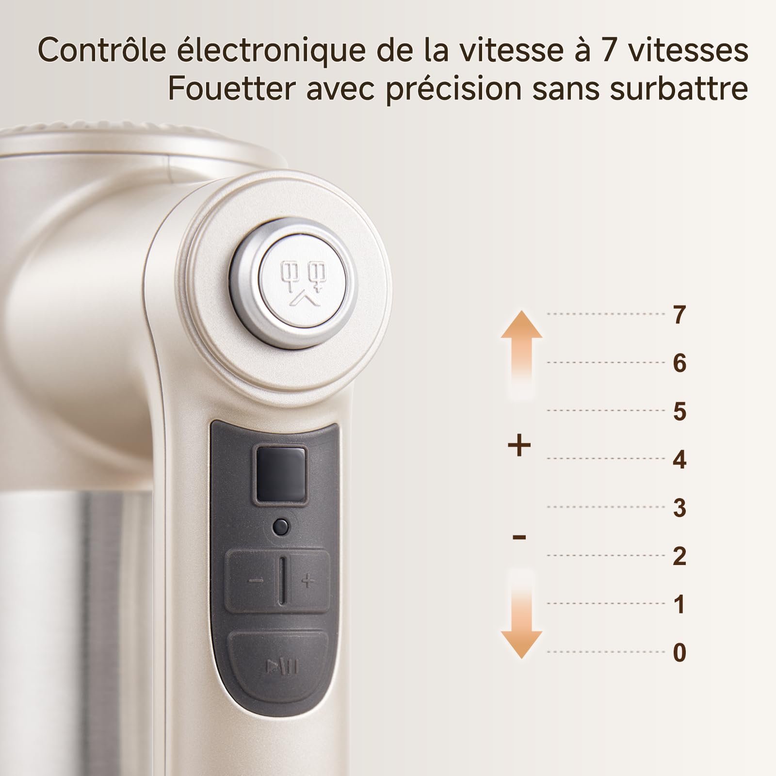 Mixeur rechargeable, moteur en cuivre pur de 200 W, 7 vitesses, batterie de 6000 mAh, libération des lames d'une simple pression, refroidissement par convection, socle avec compartiment de rangement