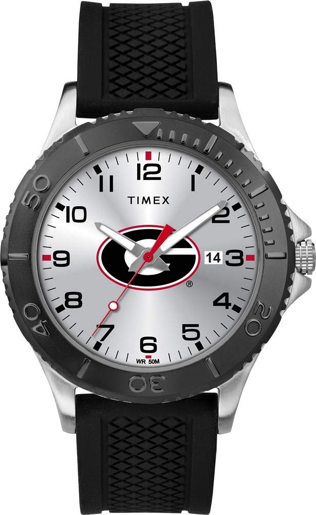 TimexTribute Men's Gamer 42mm Quartz Watch with Silicone Strap, Georgia Bulldogs, One Size, Quartz Watch