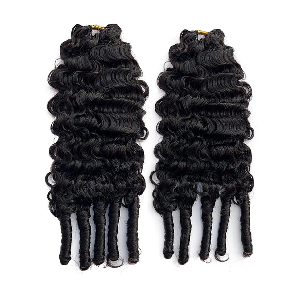 Crochet Hair Water Curly Human Hair Extensions Knotless Pre-Separated Crochet Human Hair Reusable Curly Feather Hair Natural Color 20inch 120g