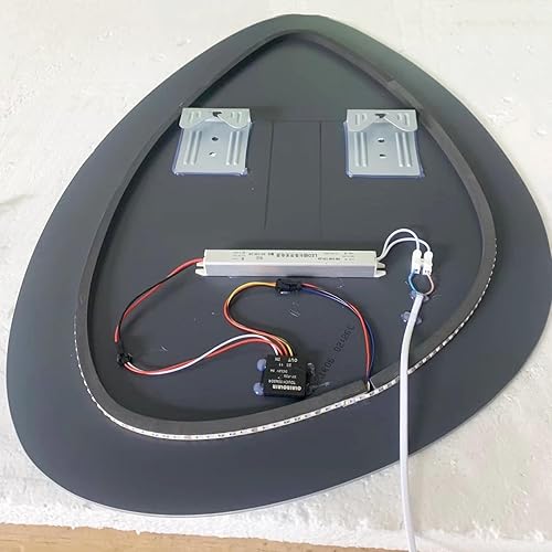 Miniatura 7 de Espejo de pared irregular sin marco con luz LED, espejo de baño retroiluminado con LED regulable tricolor, espejo de maquillaje asimétrico con gotas
