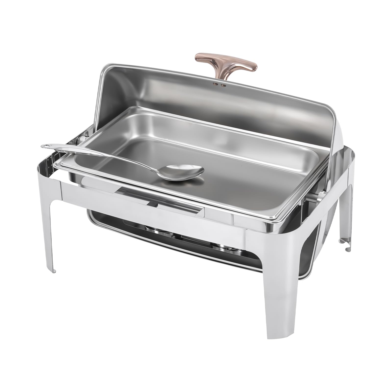 DlinantaChafing Dish, 9L Stainless Steel Food Warmer Chafer Silver Rectangular Catering Chafer Warmer with Trays Pan Lid Frame Stand for Kitchen Party Banquet Dining