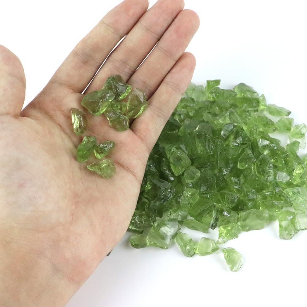 RUIRUI Fire Glass for Fire Pit, 10 Pounds Reflective Fireplace Glass 1/4 Inch Glass Rock for Outdoorliving and Indoors Firepit Glass Decoration (Dark Seagreen)