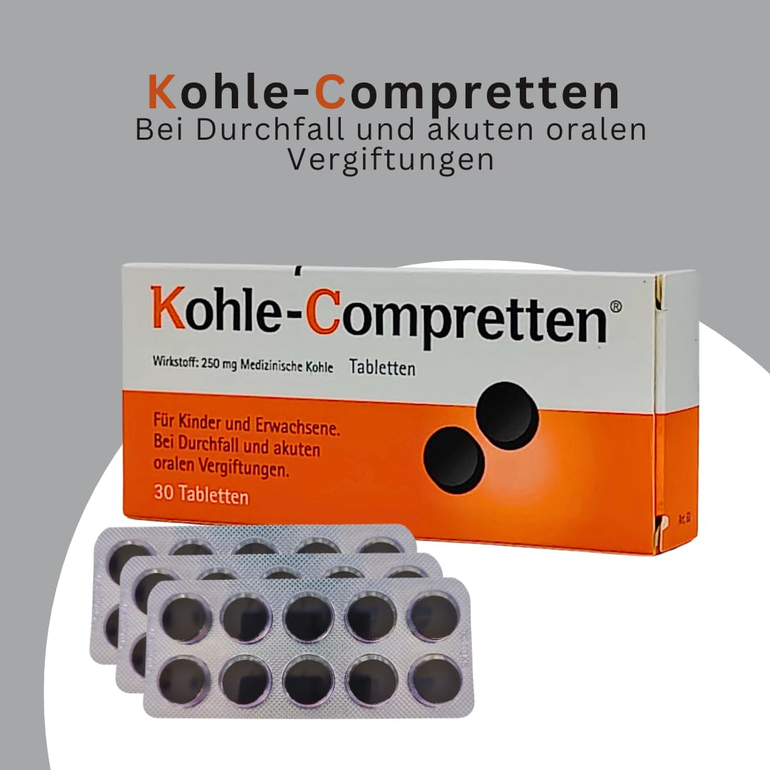 Atkivkohle Tabletten 3x 30 Tabletten I bei Durchfall und akuten oralen Vergiftungen I Diarrhoe I Magen-Darm-Beschwerden I Entgiftung I Spar-Set plus Pharma Perle give-away