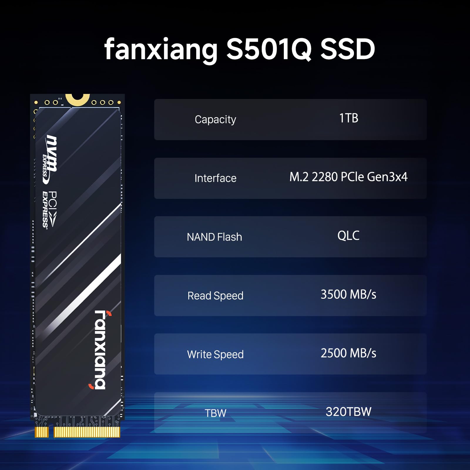 3600MB/s Read Speed SSD Fanxiang S501Q 1TB NVMe M.2 SSD – PCIe 3.0