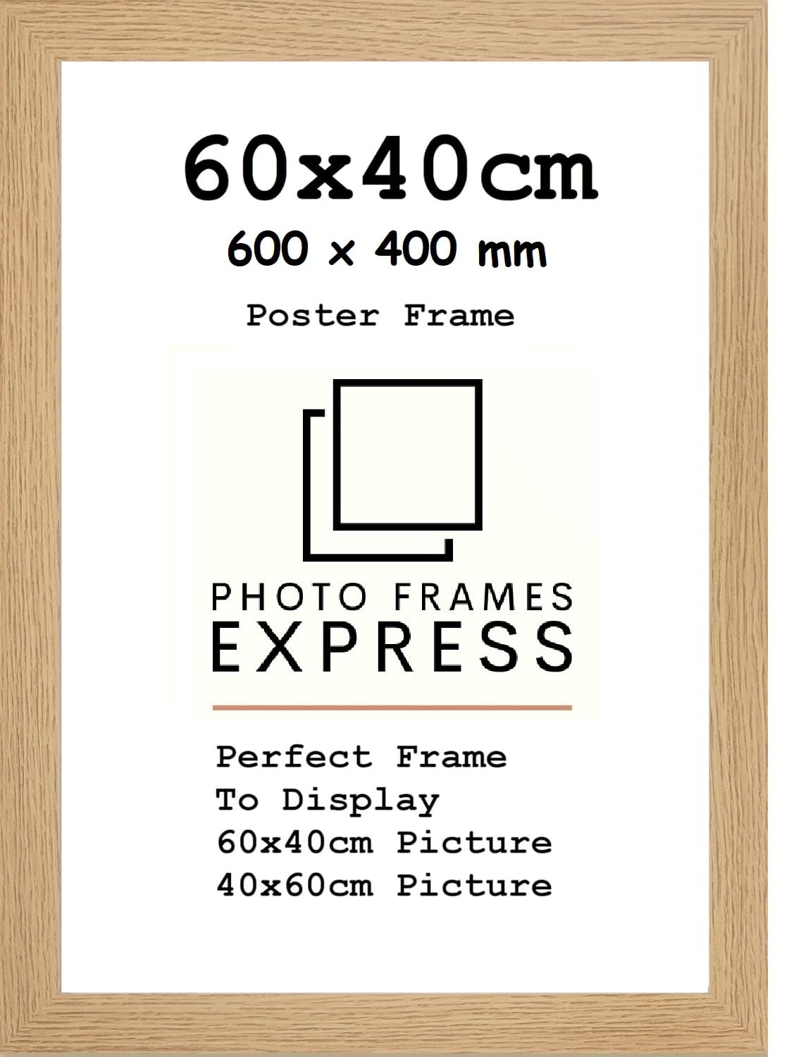 60x40cm Poster Frames - OAK colour- 60x40cm Picture Frame - Wooden Effect Picture Frames - Ready To Hang