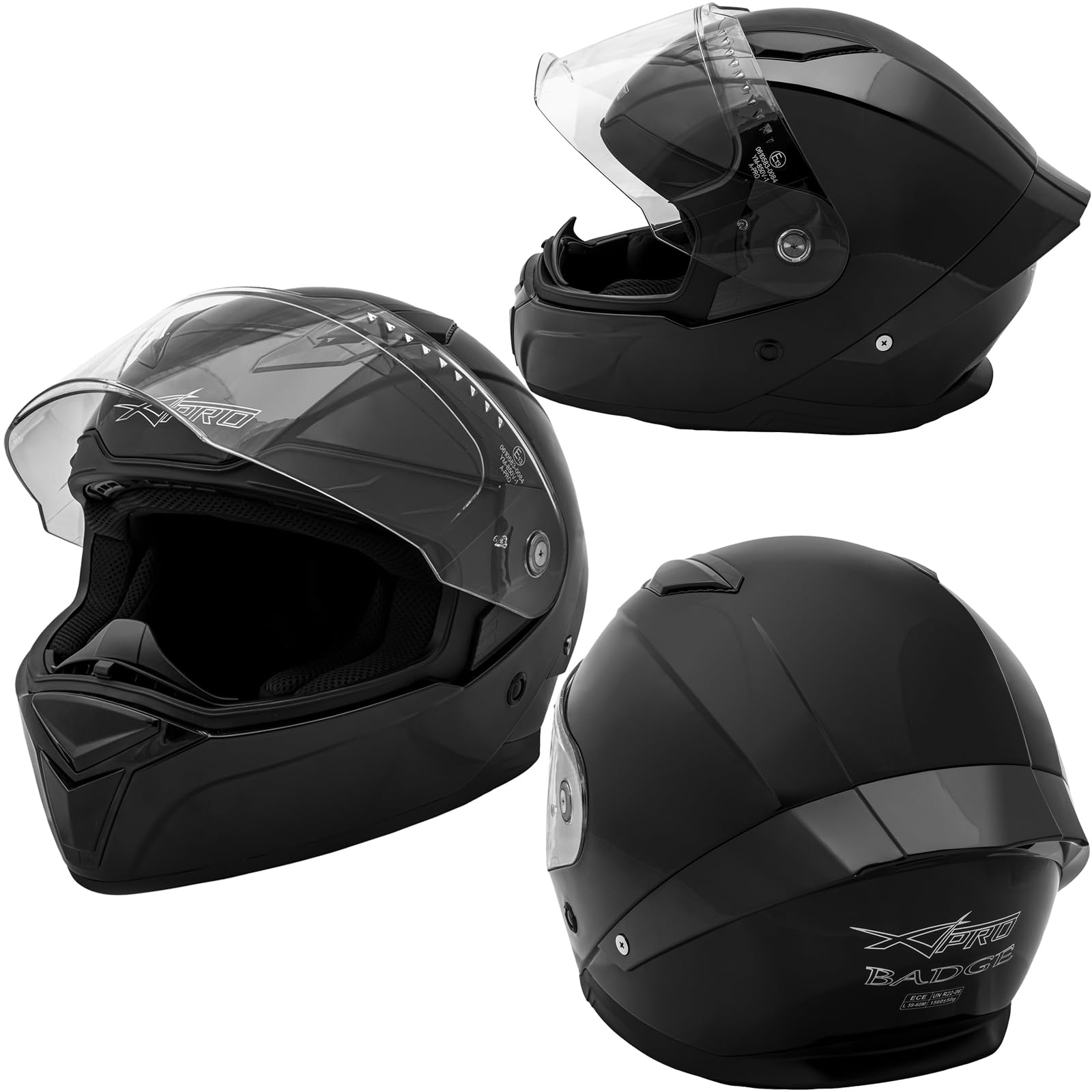 Casque Homologué Integral Moto Scooter intégré Touring Noir M