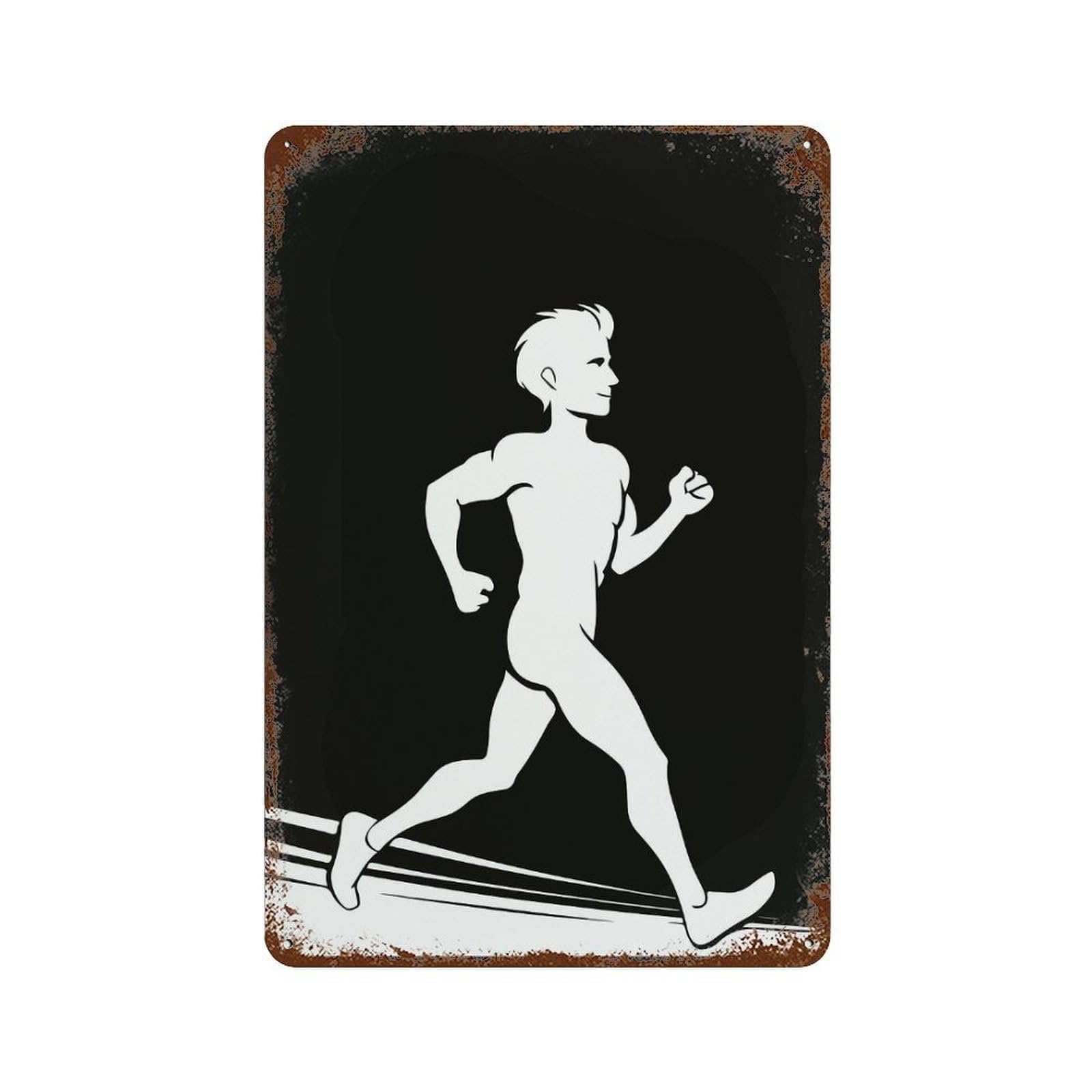 Running Man Silhouette 11.8"x7.9" Rustic Tin Plaque, Retro Wall Decor for Garage, Bar And Workshop Decor