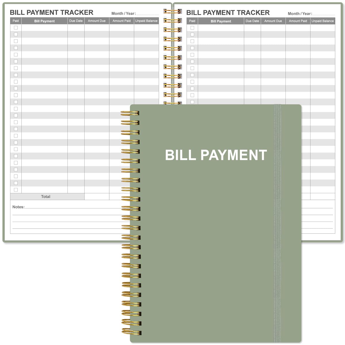 Bill Payment Tracker Notebook, Monthly Bill Organizer & Planner for Personal Budgeting Financial Payments Checklist Organizer