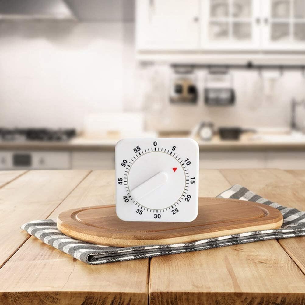 Generic 1 piece square kitchen clock Mechanical reminder Cute timer with 60 minutes for roasting, boiling eggs, pancakes, cookies, Silver - Image 7