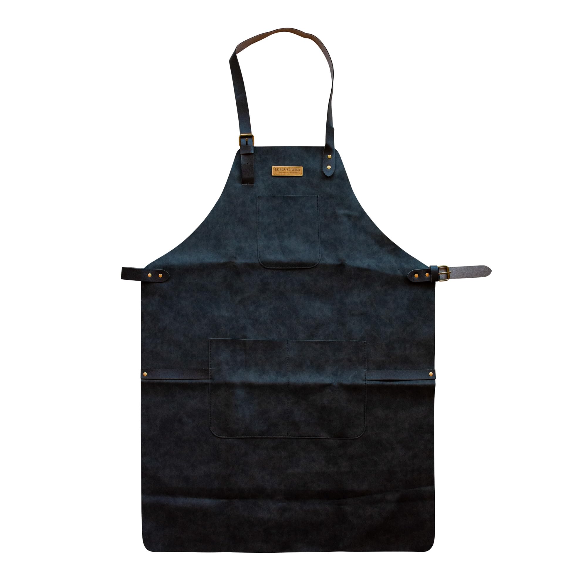 Le Bouscatier - Delantal de cocina de piel para barbacoa, plancha, brasero, parrilla ajustable, resistente y ligero, ideal para cocina exterior e interior, protección de torso y muslos