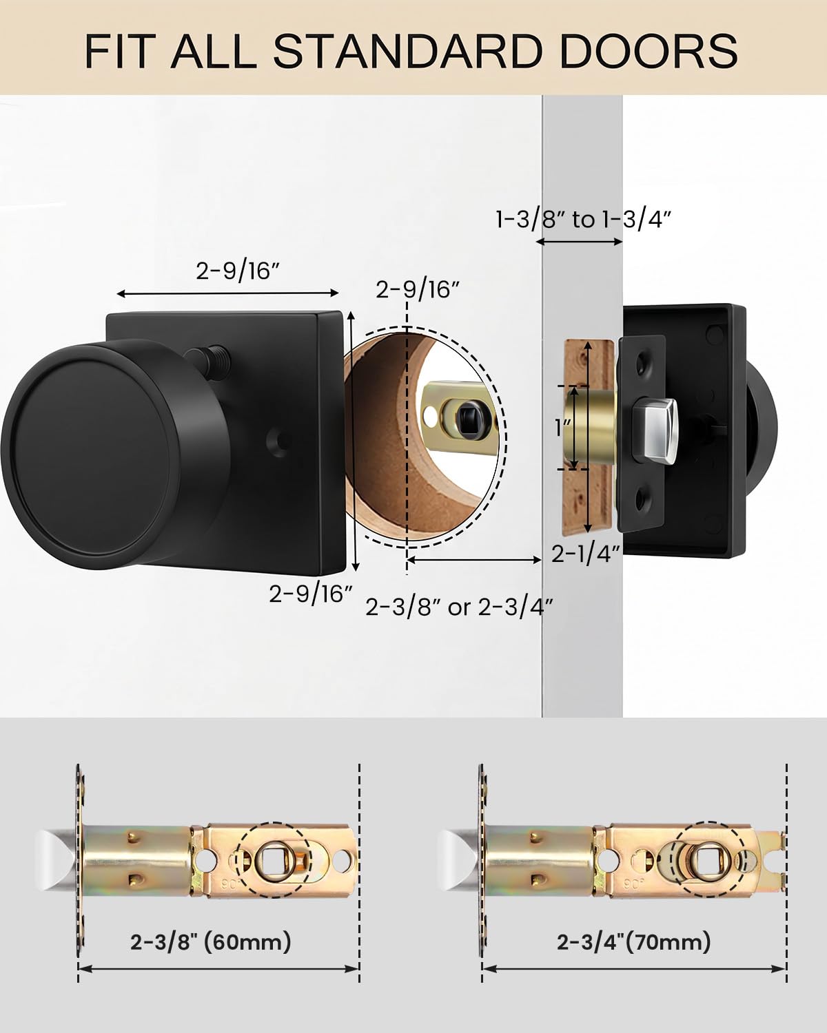 Haidms Matte Black Door Knobs - 6 Pack -6