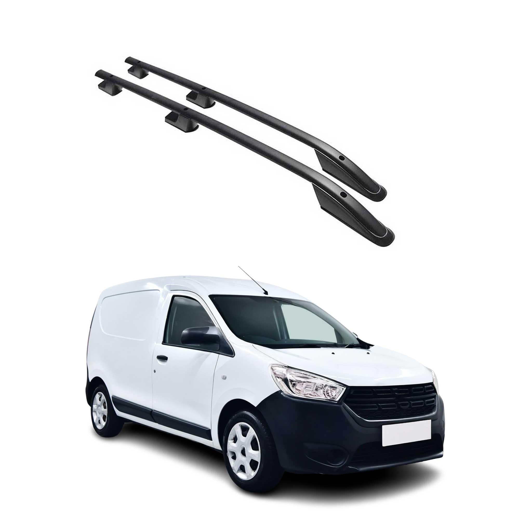 OMAC Aluminium Dachreling Querträger kompatibel mit Dacia Dokker 2012-2021 Schwarz 2X