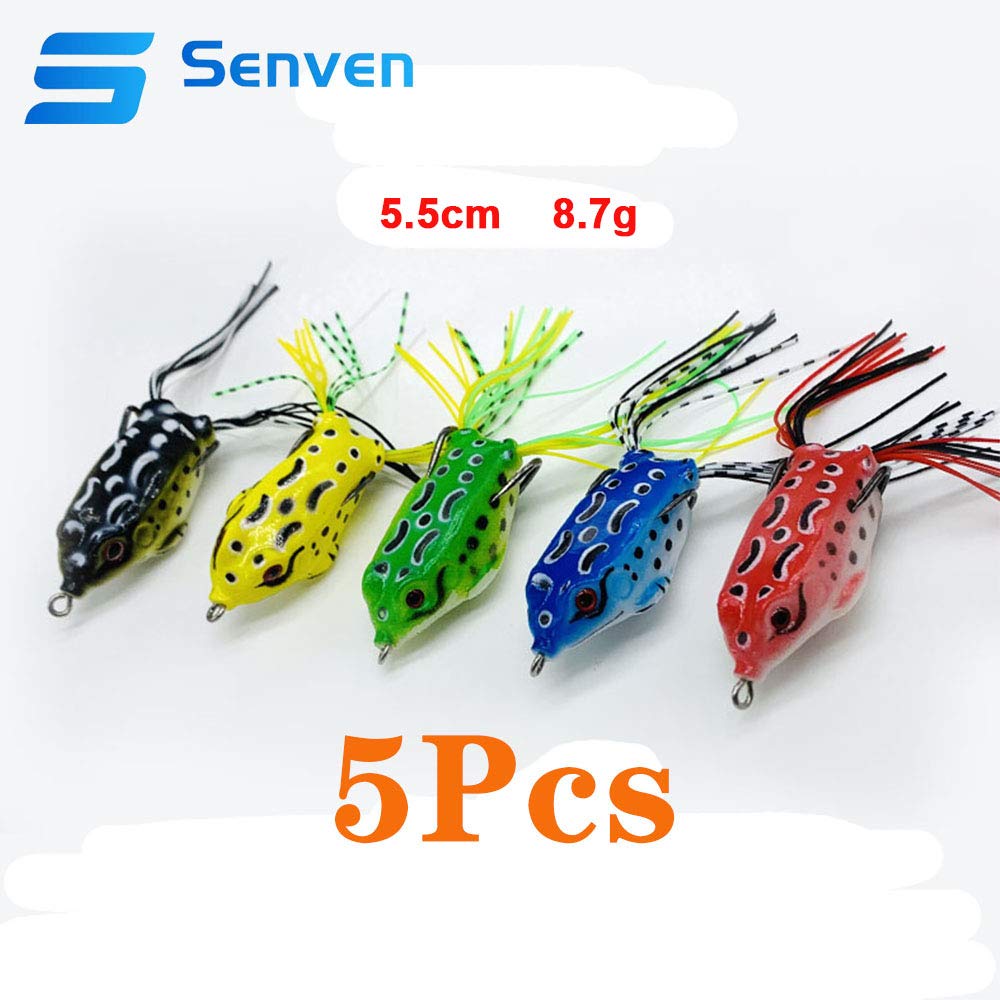 Topwater żaba przynęta na korbę, miękka przynęta wędkarska 3D, żaba z haczykiem, miękka żaba - 5 szt.