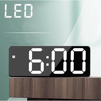 Aynalı Alarm Saat Takvimli Termometre Led Dijital Modern Masa Saati