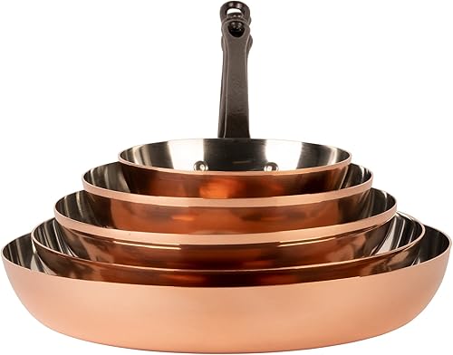 Miniatura 3 de Cuisine Romefort Sartén de cobre estañado con mango de hierro fundido  Sartén tradicional de cobre macizo con revestimiento de estaño  Sartén