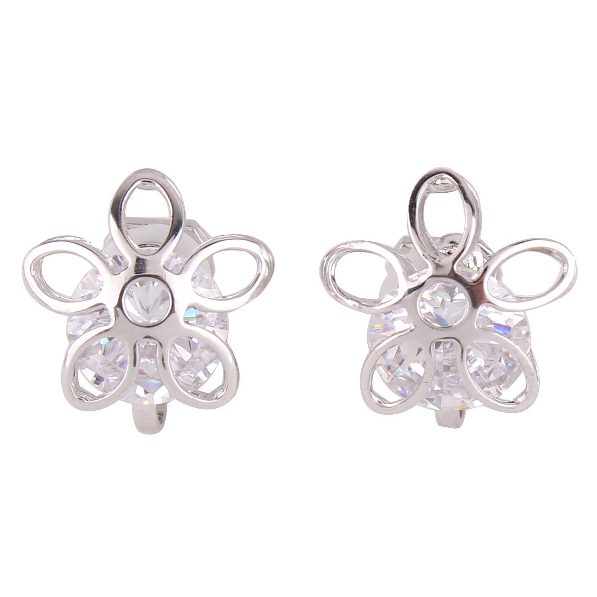 Grace Jun Fashion AAA Cubic Zircon Clip on Earrings No Pierced for Women Luxury Ear Clip Not Allergy