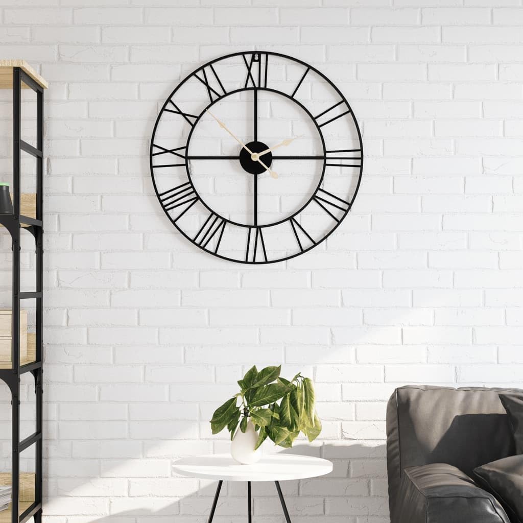 Horloge murale noire en fer Ø50 cm pour habiller un grand mur vide