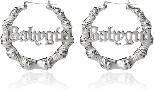 Pendientes de aro retro con palabra de bebé, hip-hop, dorados, grandes, huecos, redondos, redondos, con letras exageradas, personalidad exagerada,