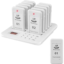 Restaurant Pager,Pagers for Restaurants 10 Guest Pagers,Buzzers Social Distancing, 98 Chanels with Vibration, Flashing and Buzzer for Food Truck, Restaurant, Food Court White