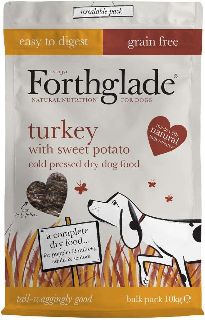 Forthglade Complete Natural Dry Dog Food Grain Free Turkey with Vegetables (10kg) Resealable