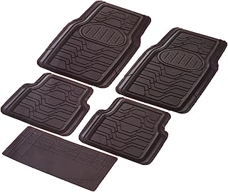 Generic. Packy Poda Car Floor Mats All Weather Protection, Heavy Duty Rubber Cargo Mats Anti-Slip, Full Set Trimmable Contour Liners Universal Fit Car Pack of 5 pieces - Grey