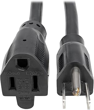 Tripp Lite Heavy-Duty Power Extension Cord 15A, 14AWG NEMA 5-15P to NEMA 5-15R 6-ft.P024-006 Black